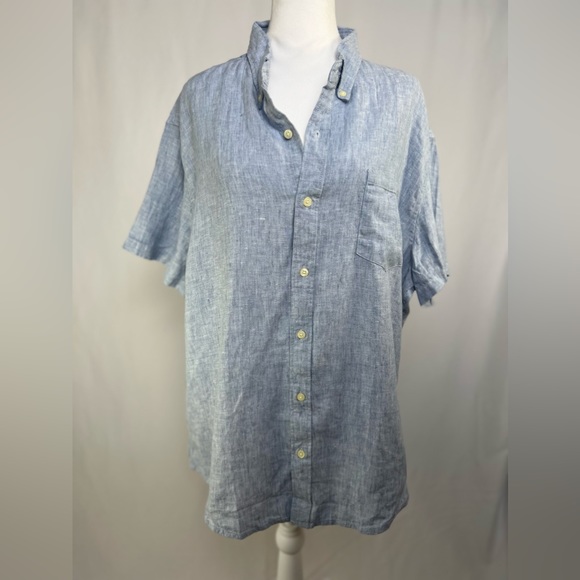 NWT / J.crew Factory Short-sleeve slim linen-blend shirt /B004 - Picture 4 of 7